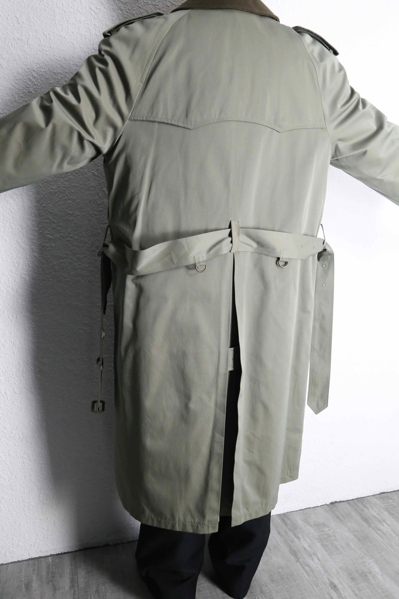 moss green long trench coat