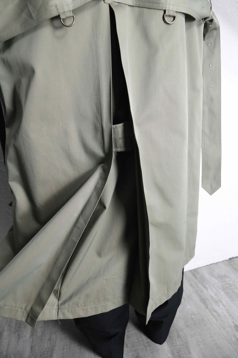 moss green long trench coat
