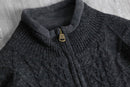 high neck wool zip-up knit