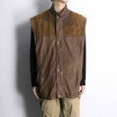 suede × leather combi vest