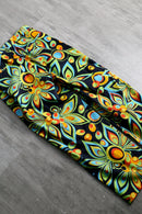 2000s psychedelic flower pattern 1tuck cotton pants