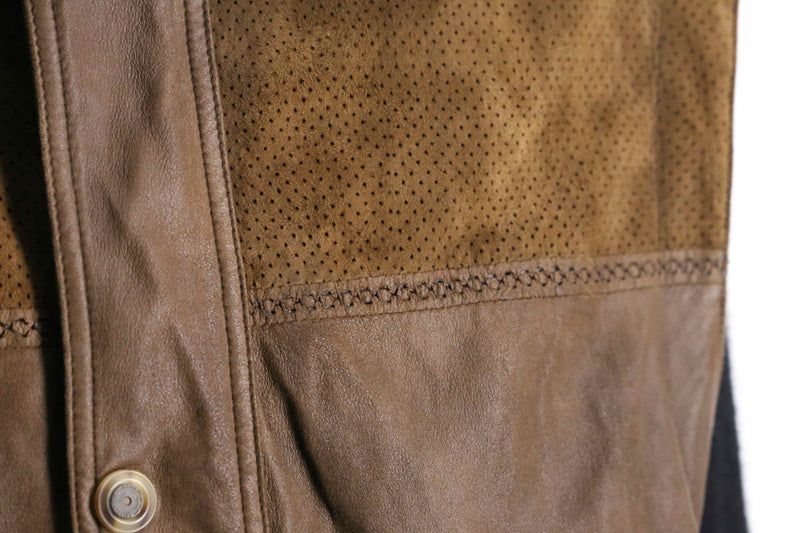 suede × leather combi vest