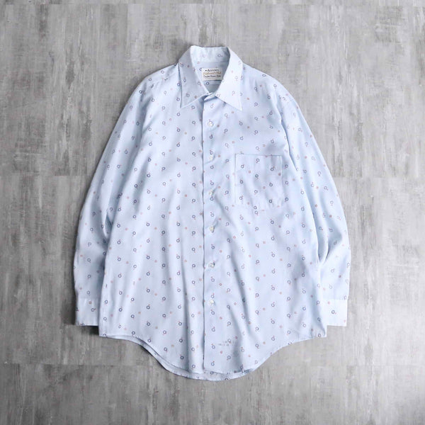 70’s “Arrow” light blue full pattern shirt