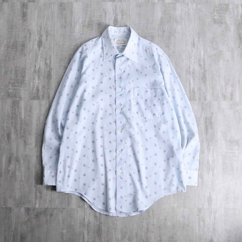 70’s “Arrow” light blue full pattern shirt