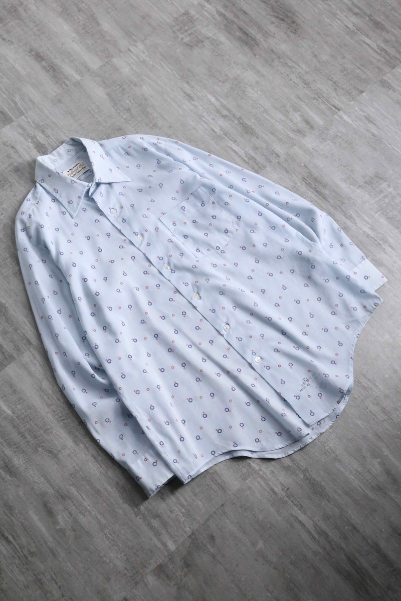 70’s “Arrow” light blue full pattern shirt