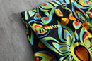 2000s psychedelic flower pattern 1tuck cotton pants