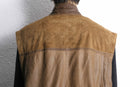 suede × leather combi vest