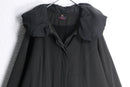 90-00s black ruffle trim sculptural collar long coat