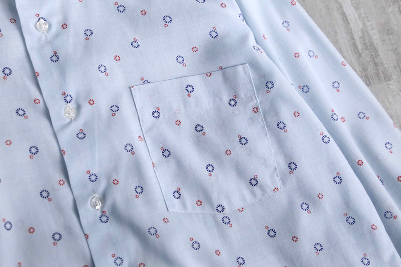 70’s “Arrow” light blue full pattern shirt