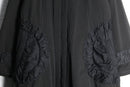 90-00s black ruffle trim sculptural collar long coat