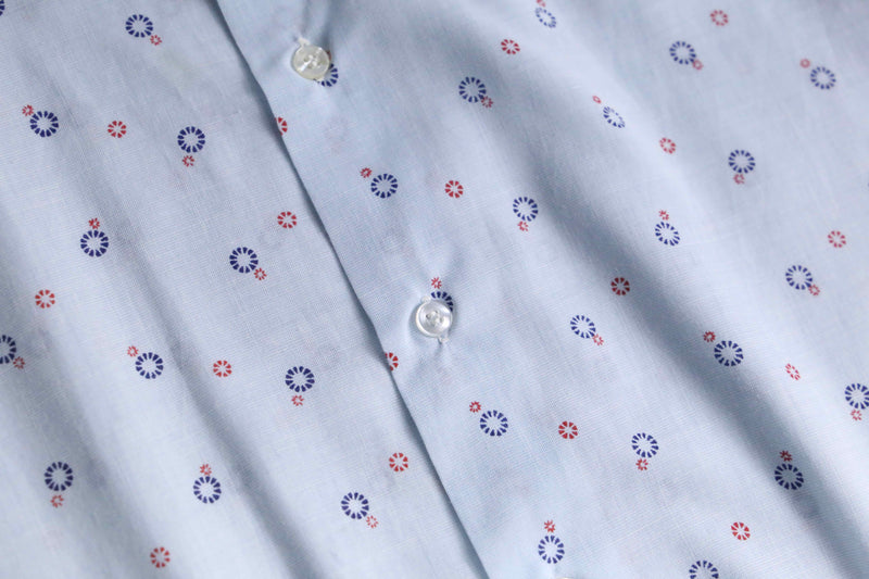 70’s “Arrow” light blue full pattern shirt