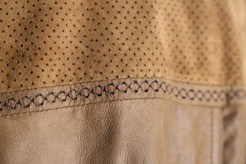 suede × leather combi vest