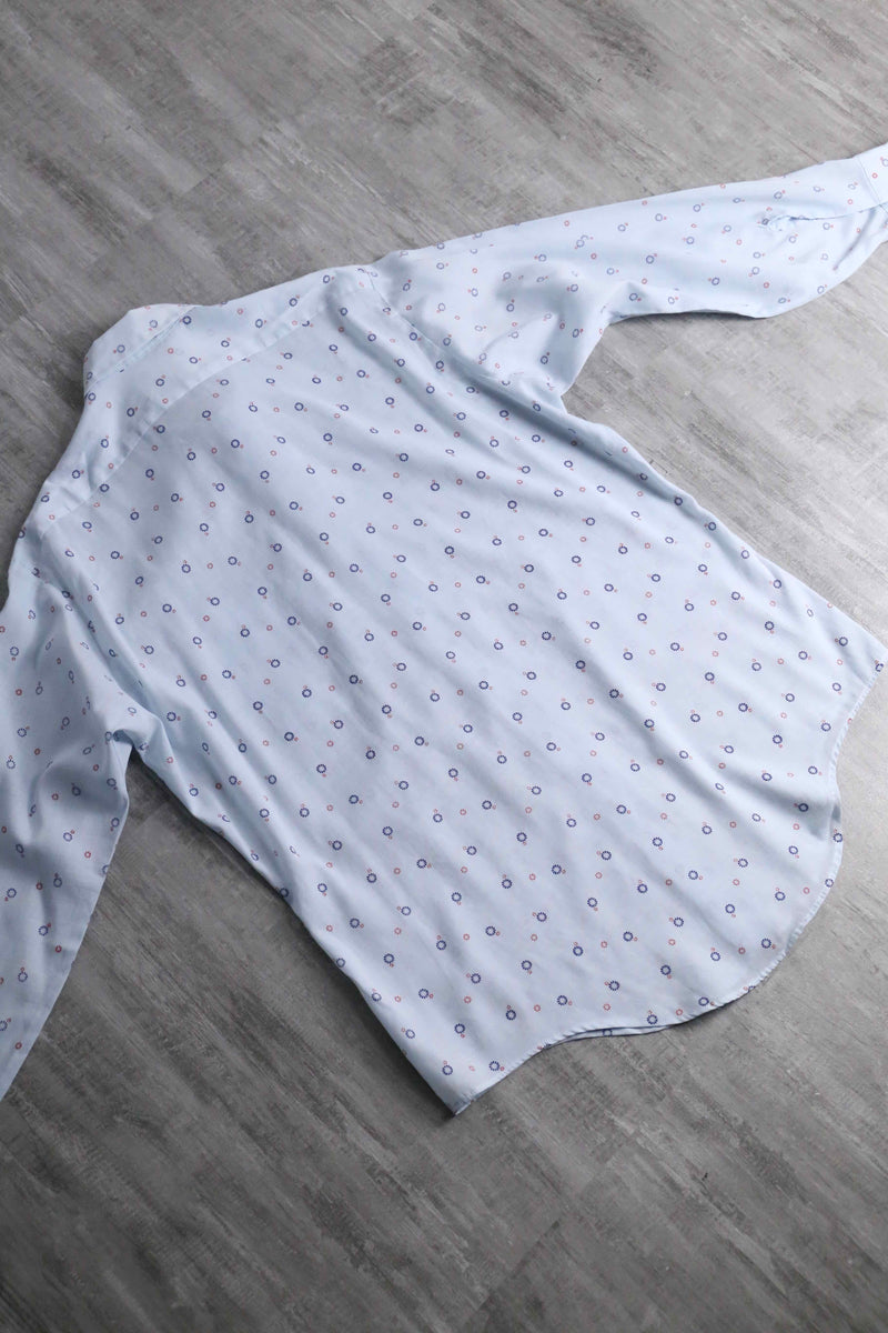 70’s “Arrow” light blue full pattern shirt