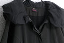 90-00s black ruffle trim sculptural collar long coat