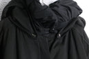 90-00s black ruffle trim sculptural collar long coat