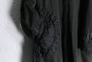 90-00s black ruffle trim sculptural collar long coat