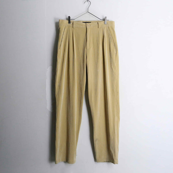 yellow beige stripe wide velour pants