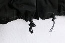 90-00s black ruffle trim sculptural collar long coat