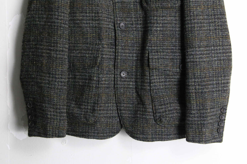 "Brooks Brothers × Harris Tweed" houndtooth check wool hunting jacket