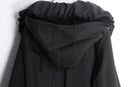 90-00s black ruffle trim sculptural collar long coat