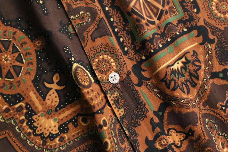 brown geometry pattern rayon shirt