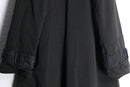 90-00s black ruffle trim sculptural collar long coat