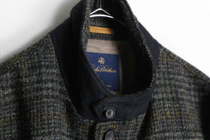 "Brooks Brothers × Harris Tweed" houndtooth check wool hunting jacket