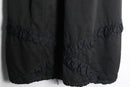 90-00s black ruffle trim sculptural collar long coat