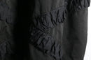 90-00s black ruffle trim sculptural collar long coat