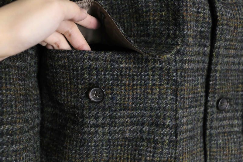 "Brooks Brothers × Harris Tweed" houndtooth check wool hunting jacket