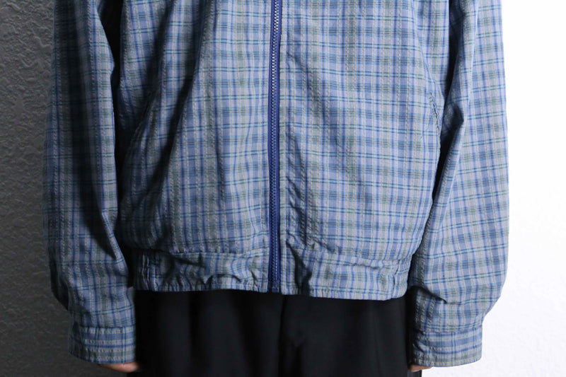 reversible zip-up blouson : check＆navy