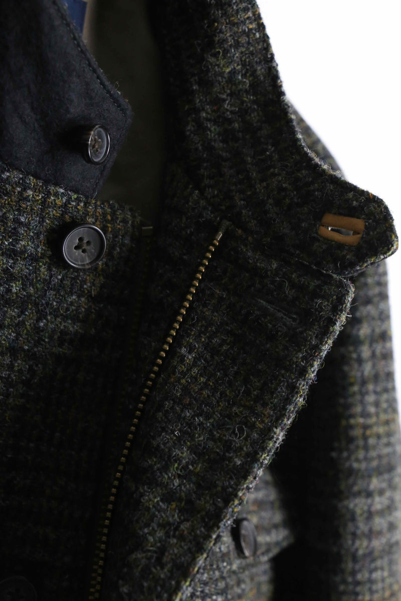 "Brooks Brothers × Harris Tweed" houndtooth check wool hunting jacket