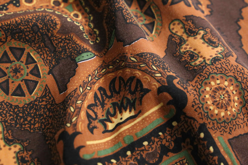 brown geometry pattern rayon shirt