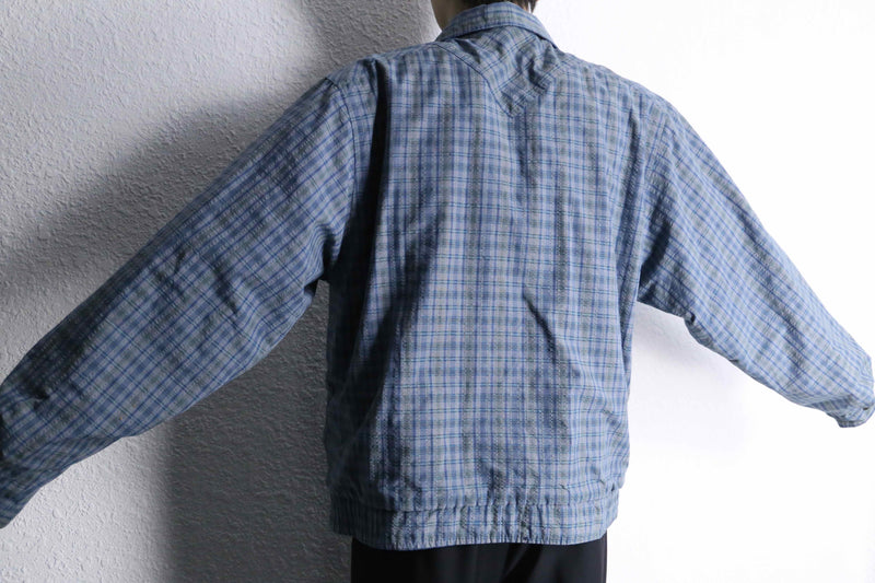 reversible zip-up blouson : check＆navy