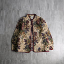 1990-00s button less botanical tapestry jacket