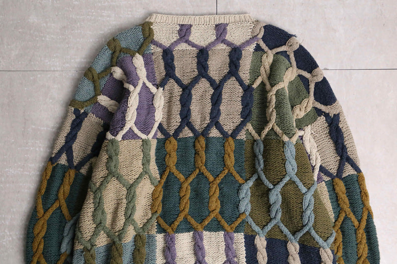 "BACHRACH" panel & 3D rope design silk knit