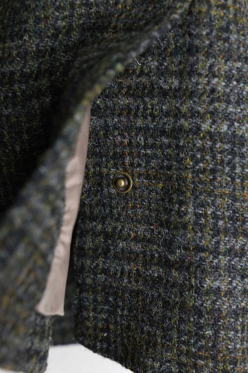 "Brooks Brothers × Harris Tweed" houndtooth check wool hunting jacket