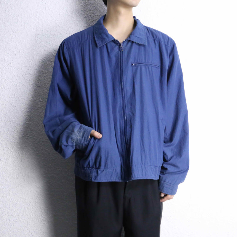 reversible zip-up blouson : check＆navy