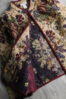 1990-00s button less botanical tapestry jacket