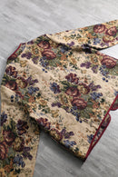 1990-00s button less botanical tapestry jacket