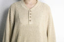 ”Eddie Bauer” beige color henley neck knit
