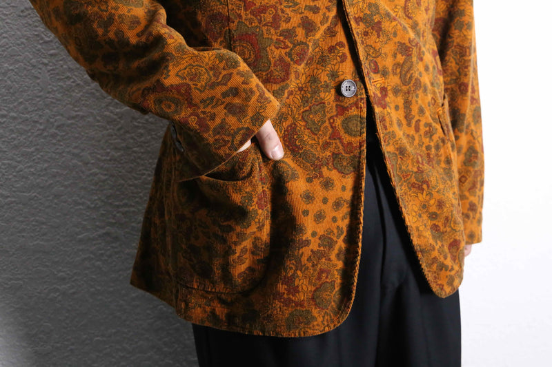 paisley design corduroy easy tailored jacket