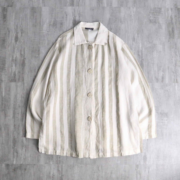two-tonecolor linen stripe shirt