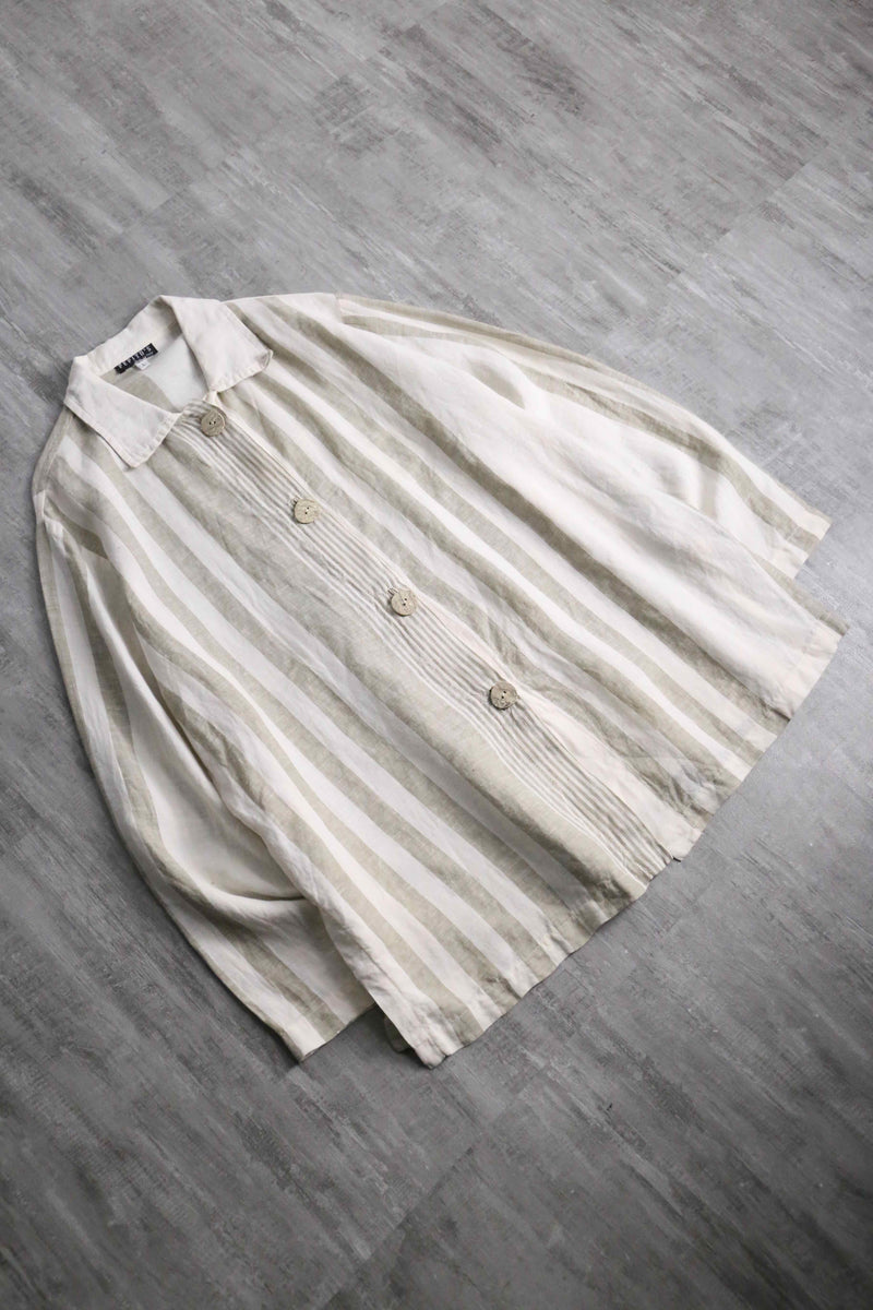 two-tonecolor linen stripe shirt