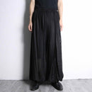 black pleats sheer balloon wide pants