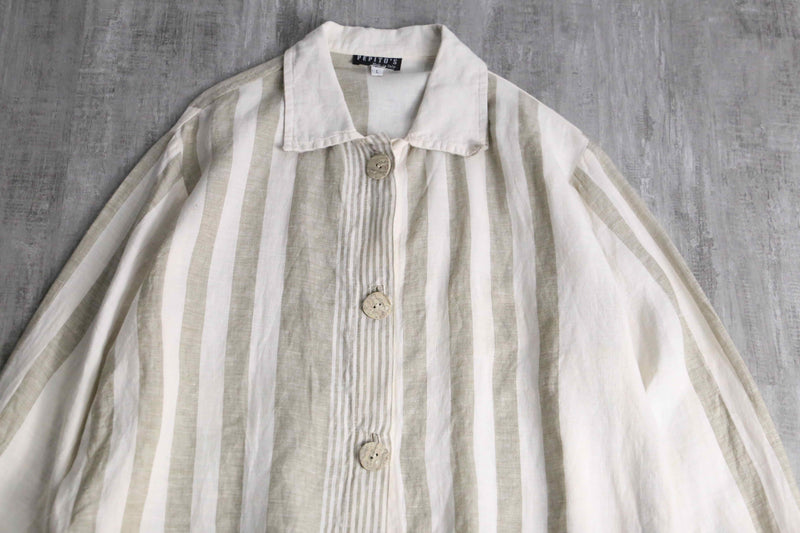 two-tonecolor linen stripe shirt