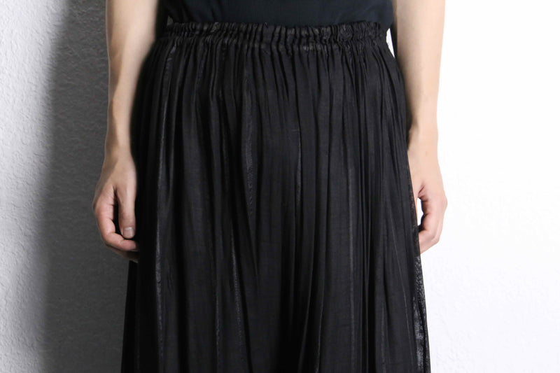 black pleats sheer balloon wide pants