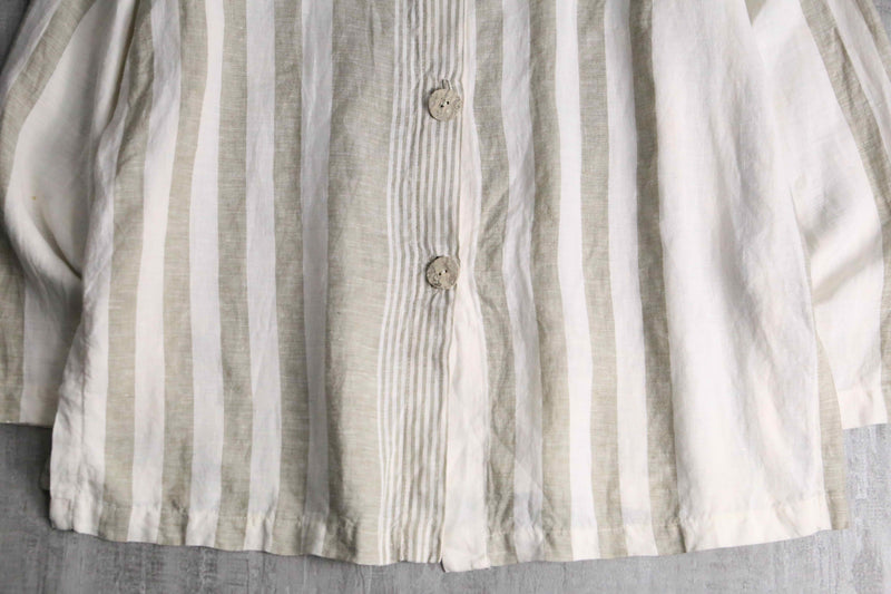 two-tonecolor linen stripe shirt