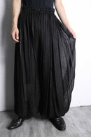 black pleats sheer balloon wide pants