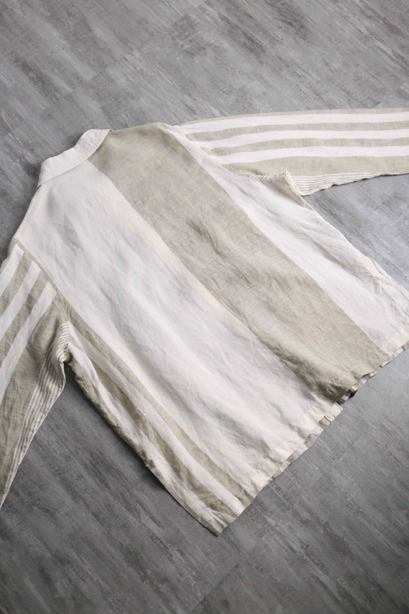 two-tonecolor linen stripe shirt